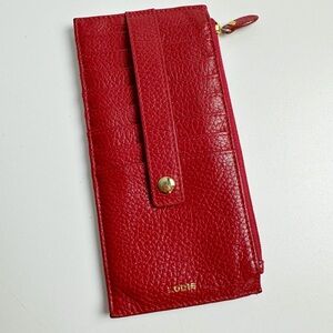 Lodis Red Leather Card ID Holder Wallet